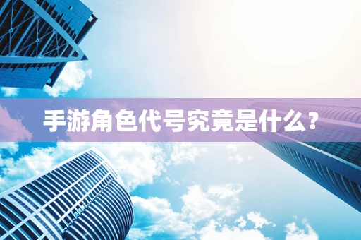 手游角色代号究竟是什么？